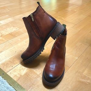 PIKOLINOS leather ankle boots with zipper - caramel color - size 38 - like new!